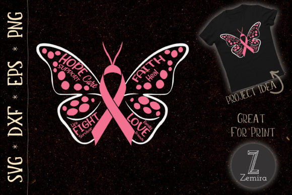 Butterfly Embroidery Design for Breast Cancer Awareness