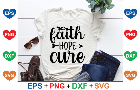 Cancer SVG Design, Faith Hope Cure – A Heartfelt Embroidery Asset